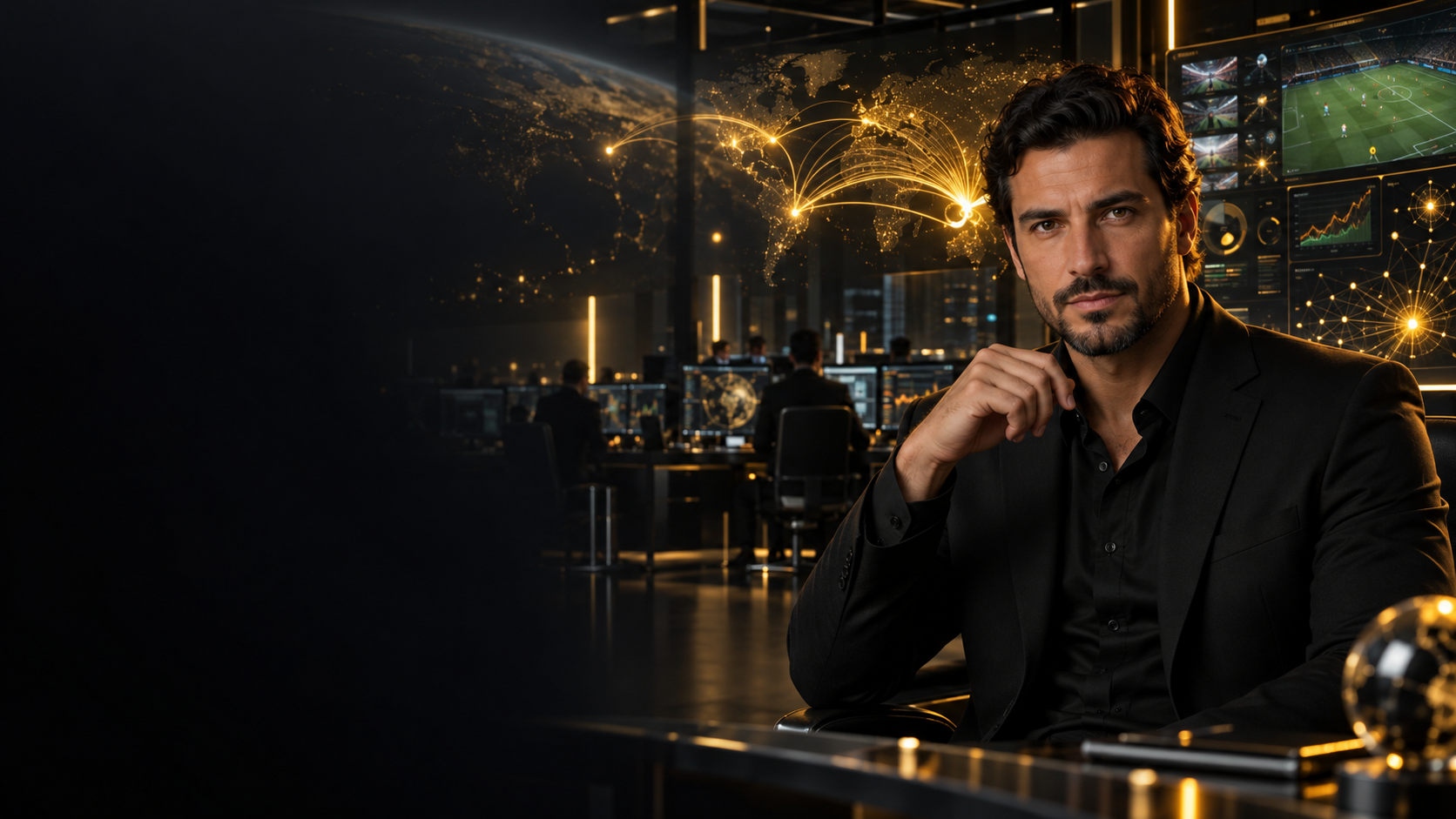 Personagem virtual AI Midas em um centro de inteligência de mercado